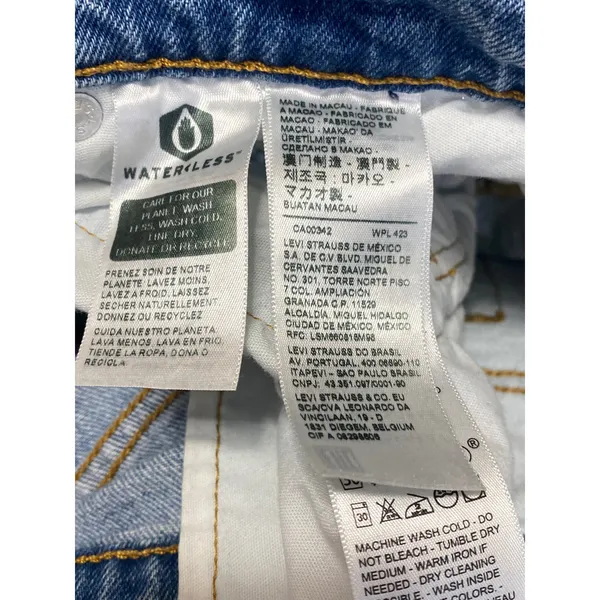 Levi's 501 Women's Blue Coloblock Patchwork Straight High Rise Denim Jeans Sz 28 - Image 5