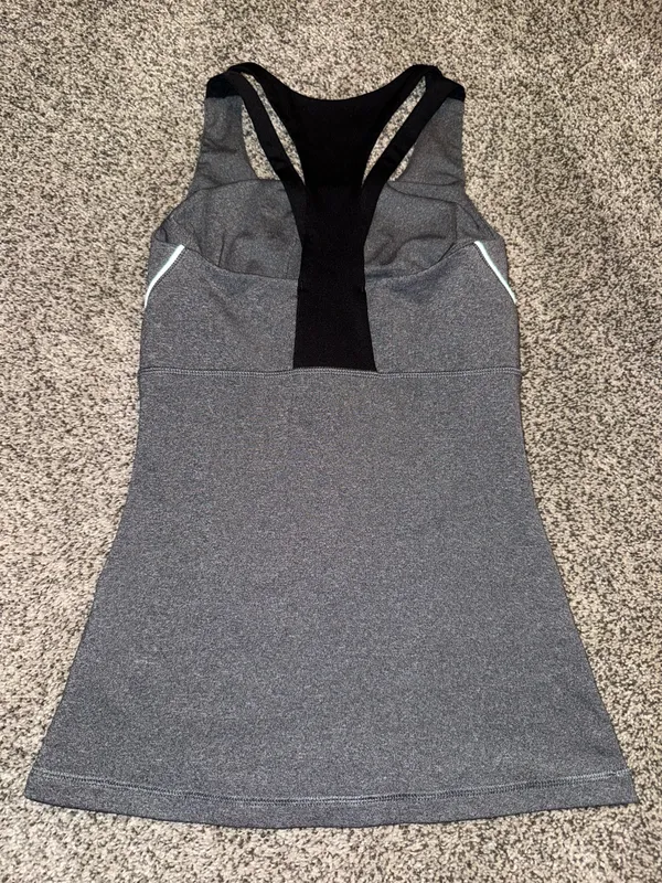 Reebok Racerback Athletic Tank Top Women's Size XS Heather Gray Black - Image 2