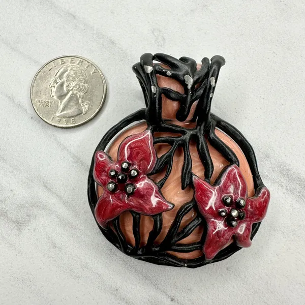 Chico's Vintage Floral Enamel Pendant ✨ - Image 2