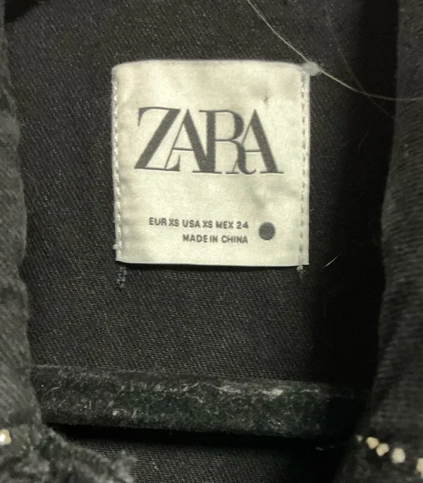 Zara Rhinestone Fringe Black Denim Jacket - Image 4