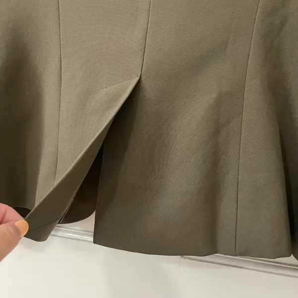 Suzy Shier Olive Green Military Double Breasted Blazer Jacket S Band Dark Academia Office - Image 5