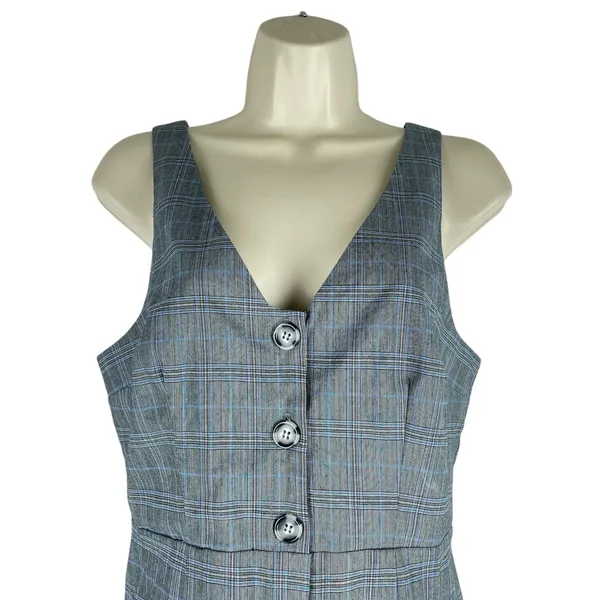Show me Your Mumu Gray Arlette Plaid Mini Dress Button Front Size M - Image 5
