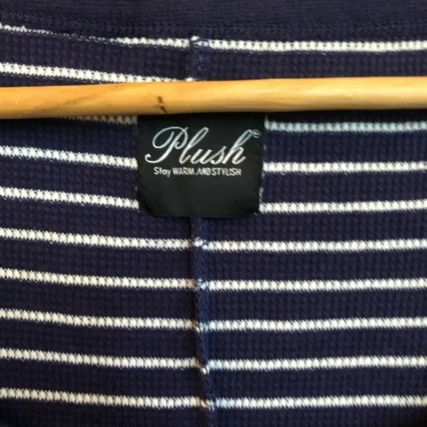 NWT PLUSH Thermal Pj Romper In Navy/cream‎ Small - Image 5
