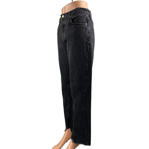 Free People We The Free High Rise Raw Hem Frayed Straight Leg Denim Jeans Sz 28 - Image 2