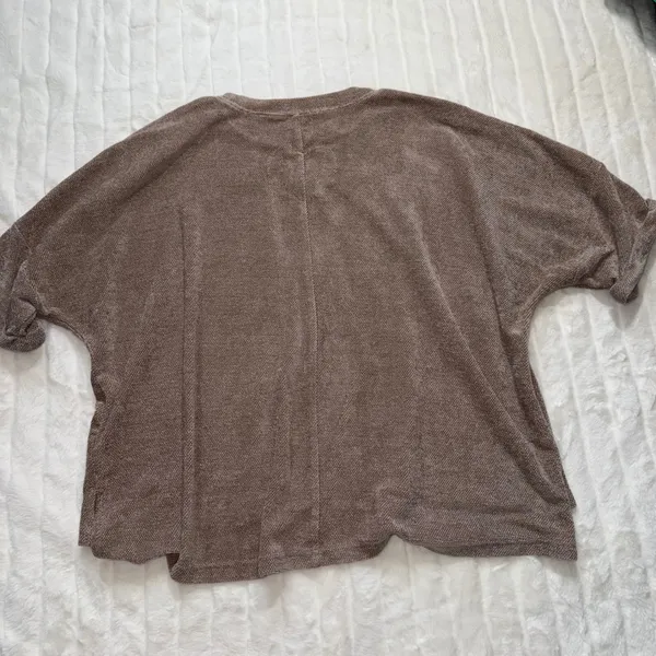Umgee Womens Brown Textured Knit Dolman Sleeve Oversized Top‎ Size L - Image 4