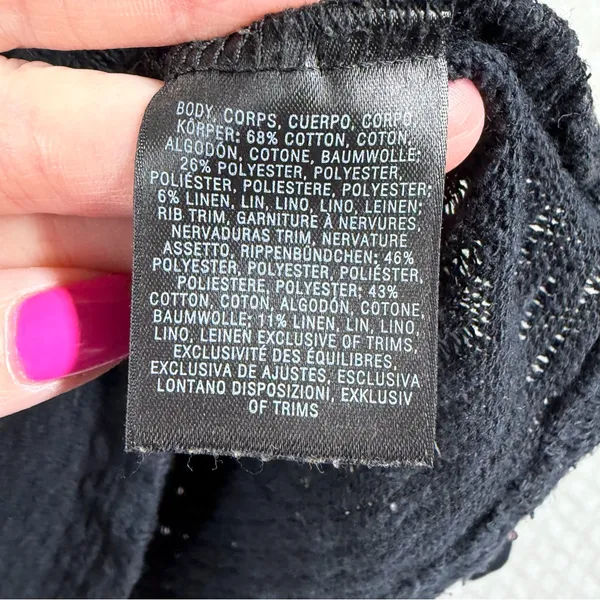 Anthropologie Black Linen Blend Long Sleeve‎ Cropped Top - Image 5