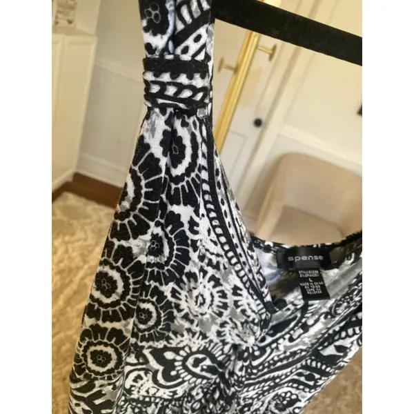 Spense Paisley Maxi Dress Black White Quiet Luxury Boho Resort Coastal Vaca Chic - Image 7
