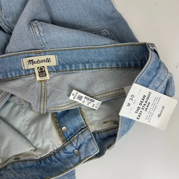 Madewell The Dean Easy Straight Foster Wash Light Blue Comfort Stretch US 30 NWT - Image 13