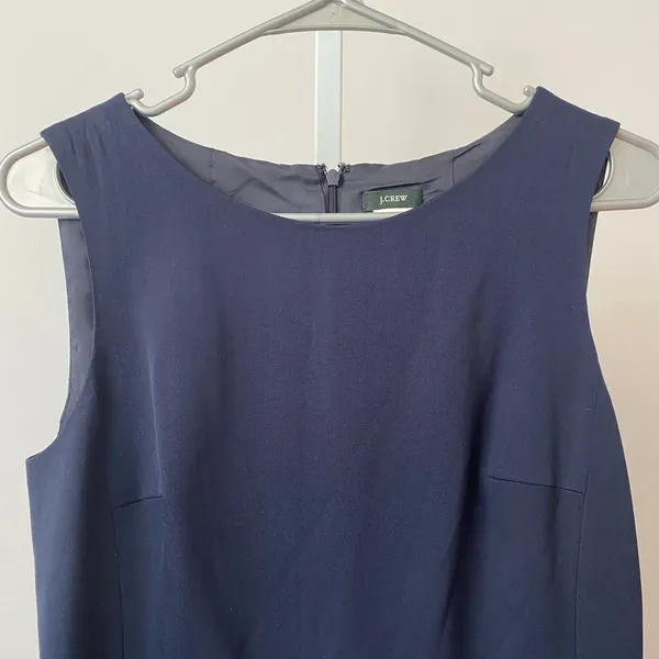 J.Crew‎ 6 Navy Blue Wool Midi Dress Career Minimalist Preppy Workwear - Image 2