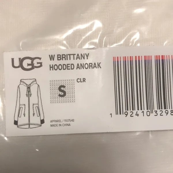 UGG BRITTANY HOODED Sheer ANORAK White S NWT Rain Festival Stay Dry Tailgating - Image 5