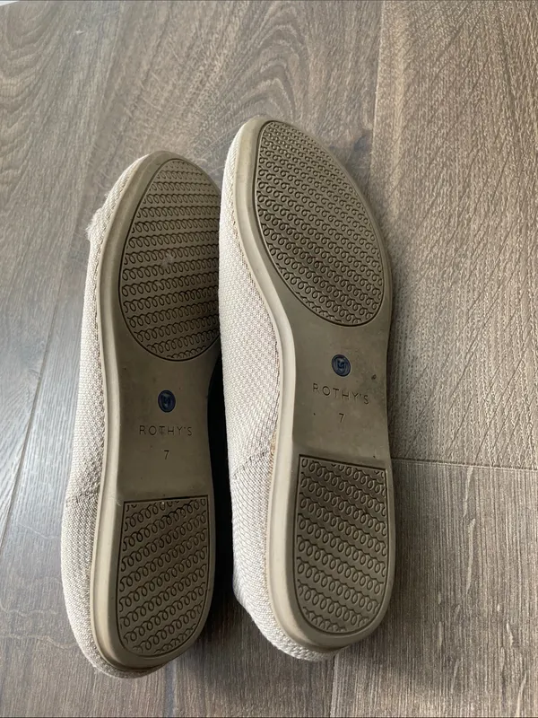 Rothy's Light Beige Ecru Slip-On Flat Loafers, Size 7, Flawed - Image 5