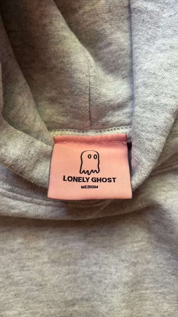 Lonely Ghost Hoodie Grey Ghostly Florals  - Image 6