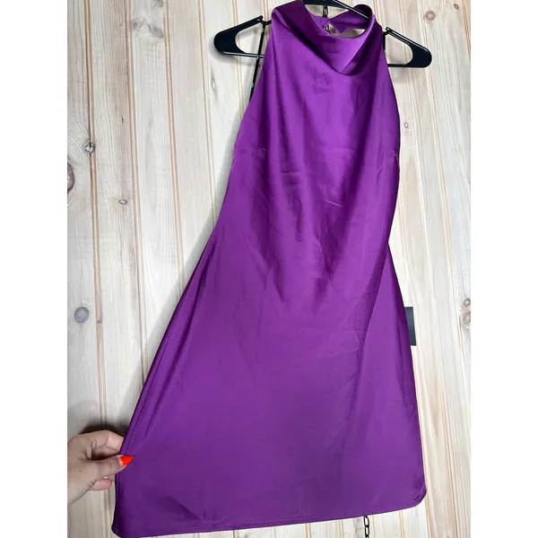 NWT Lulus Gorgeous Endeavor Purple Satin Halter Mini Slip Dress Party Backless M - Image 5