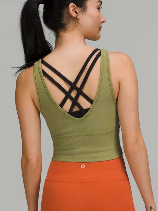 lululemon power pivot ribbed tank luxtreme bronze green 4 - Image 2