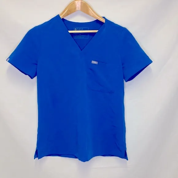 Figs Women's V-Neck Scrub Top in Royal Blue - Image 2