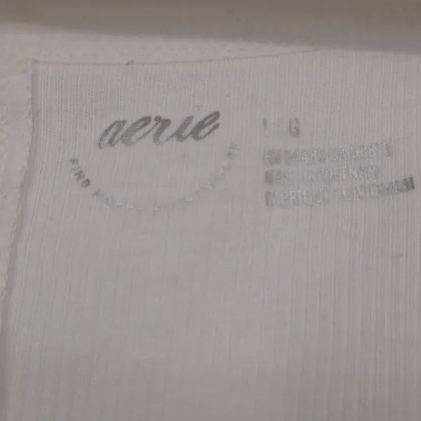 Aerie Tank Top Womens Large White Ribbed Knit Scoop Neck Sleeveless Outdoor - Image 3