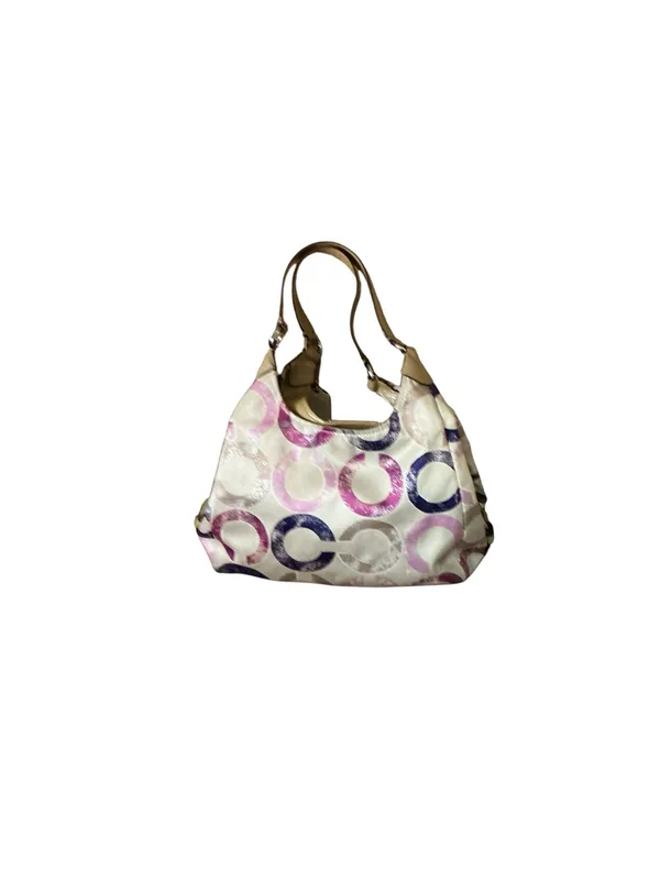 Vtg Y2K Coach Metallic Maggie Bag - Distressed Multi-Color Signature C Logo - Image 2