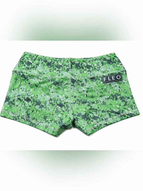 FLEO Green Camo Crossfit Workout Bike Shorts Small - Image 2