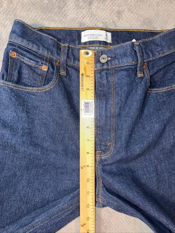 Abercrombie & Fitch 90s Straight Ultra High Rise Jeans Size 26/2R Dark Wash NEW - Image 11