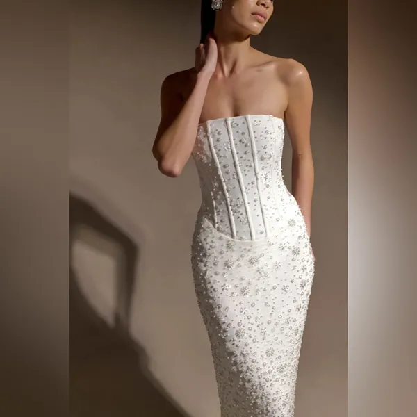 Meshki Gemma Strapless Embellished Maxi Dress - Ivory - Image 7