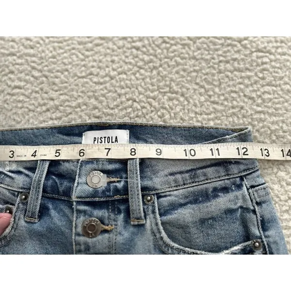 Pistola High Rise Straight Ankle Leg Vintage Denim Exposed Button Fly Size 26 - Image 7