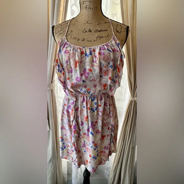 Parker Floral Racerback Silk Spaghetti Strap Mini Dress Size S - Image 3