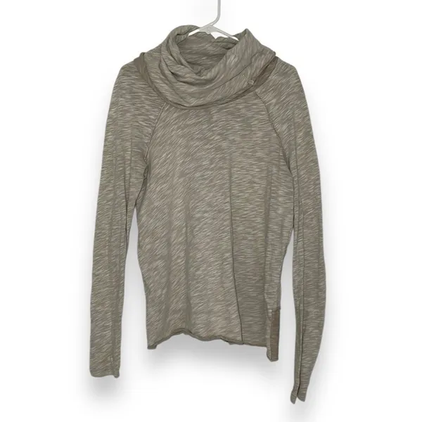 Free People Beach Cowl Neck Pullover Womens XS/S Oatmeal Space‎ Dye Cotton OB482393 - Image 5