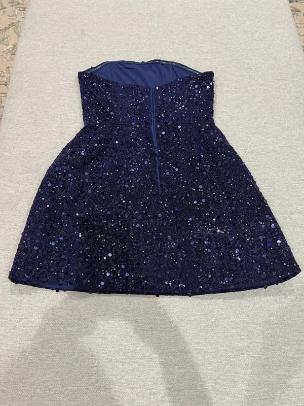 Hello Molly signature move sequin strapless mini blue - Image 2