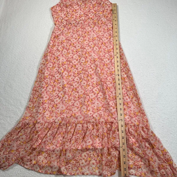 Lush Midi Dress Women's Medium Dusty Rose Yellow Floral Print Ruffle New - Image 11