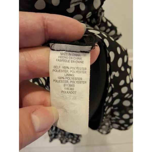 2B Bebe Size M Black And White Polka Dot With Plastic Straps Mini Dress - Image 4