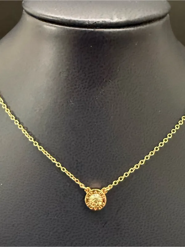 COACH Rose-Gold Open Circle Crystal Pendant Necklace - Image 3