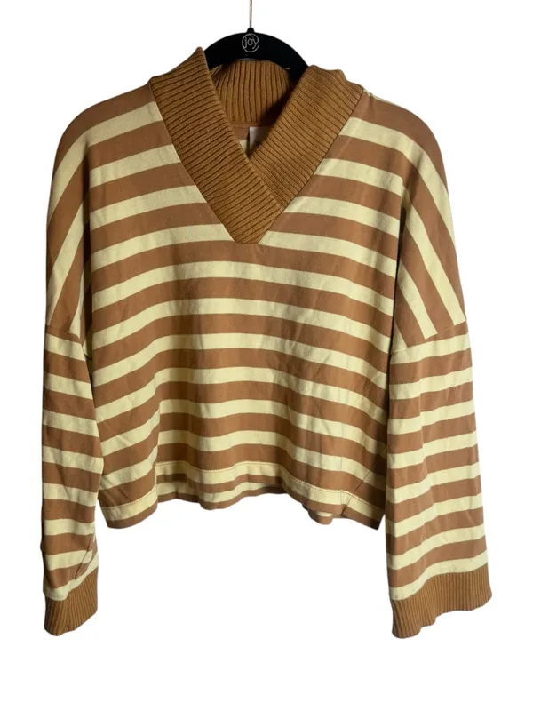 Anthropologie Maeve Cotton Boxy Oversized V-Neck Top Striped s - Image 2