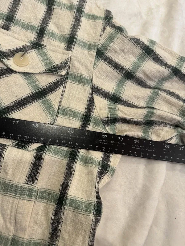 Zara oversized shacket jacket plaid beige black white S Button Up - Image 10