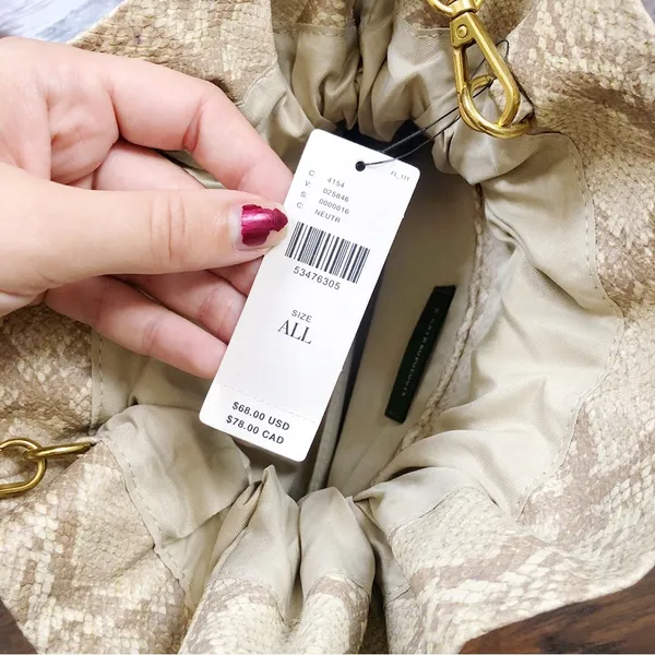 Anthropologie • Jory Clutch purse crossbody bag ruffle python snakeskin beige - Image 6