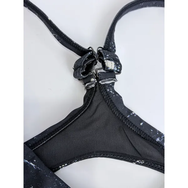 Varley Black Marble Print Sports Bra Strappy Racerback Workout‎ Gym Athleisure - Image 2