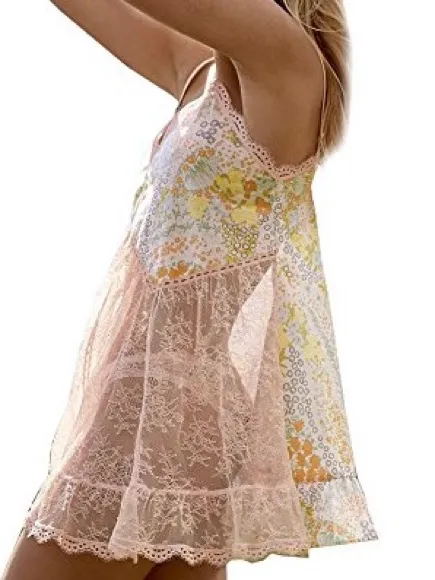 Victoria’s Secret Cotton and Lace Babydoll Cami L Floral Multicolor - Image 7
