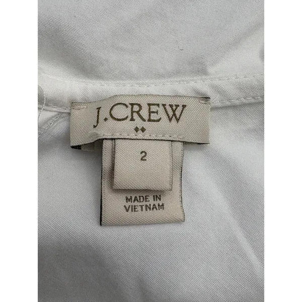 J.Crew Ruffle V-Neck Top Women Size‎ 2 White Sleeveless Cotton Blend Feminine - Image 6