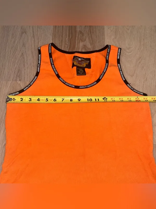 Harley Davidson Women’s Orange & Black Tank Top - Size Small - Image 4