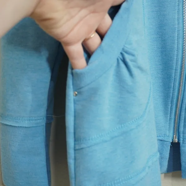 Laura Hlavac Size Small Blue Zip Up Hoodie Longline Jacket Sweatshirt‎ Cardigan - Image 5
