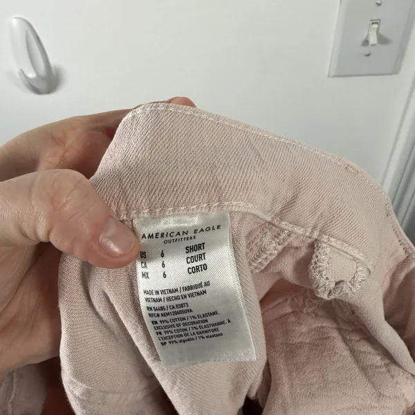 American Eagle Super High Rise Baggy Wide Leg‎ Jeans Pink Boho Womens 6 Short - Image 8