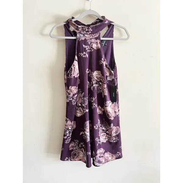 Lulu’s Darling‎ Dearest Blush Purple Plum Floral Print Swing Dress Size XS NWT - Image 3