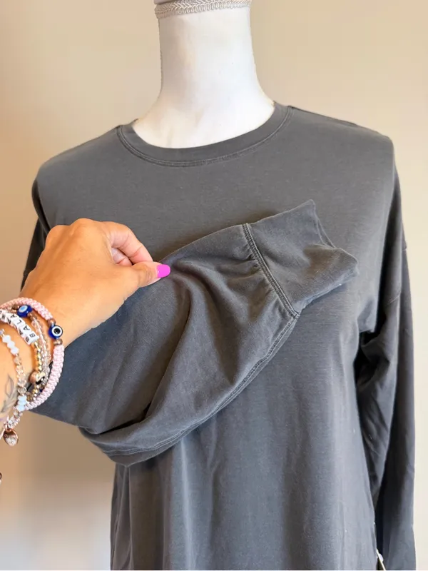 NWT Lululemon EasySet Relaxed Long-Sleeve Shirt dilute Wash graphite gray size 4 - Image 7