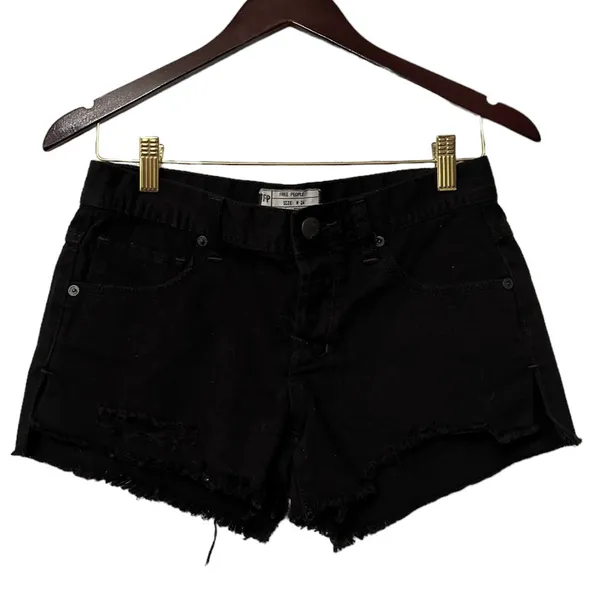 FREE PEOPLE Black Denim Jean Shorts - Image 4