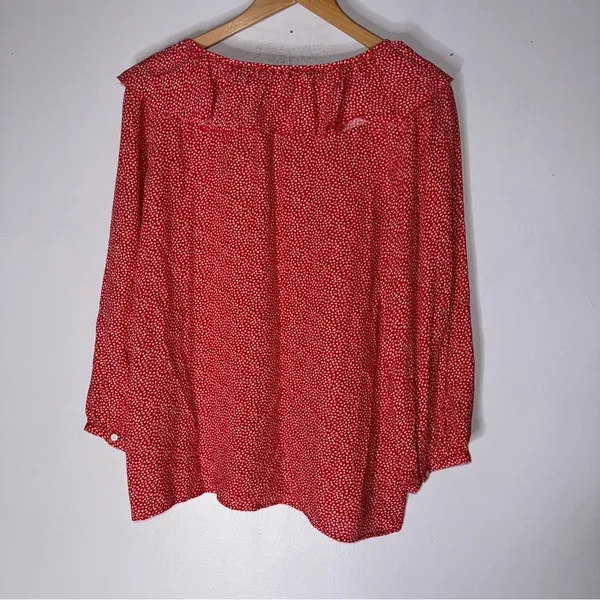 Loft‎ Valentine’s Day Heart Ruffle Long Sleeve Blouse Top M CP - Image 2