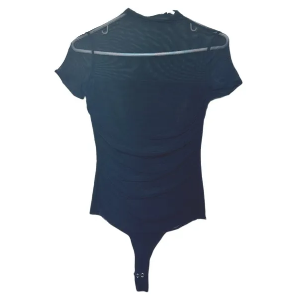 NWT REORIA Women’s Sheer Mesh Ruched Bodysuit – Medium - Image 5