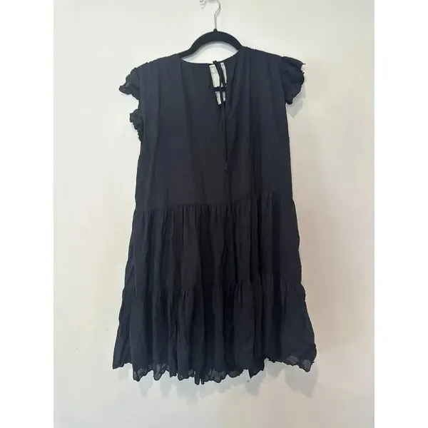 Aritzia Wilfred Sidonie Tiered Black Babydoll Dress Flutter Sleeve Lined 1478 - Image 2