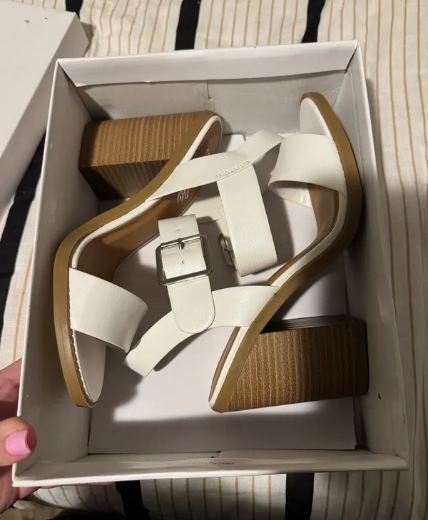 Pink Lily Heels White Cork - Image 2