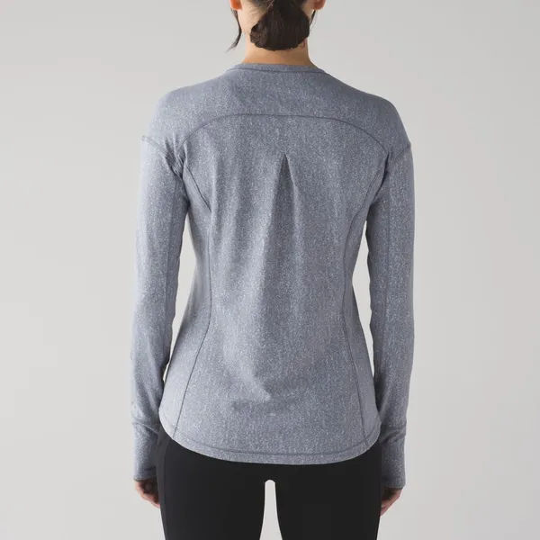 Lululemon‎ Outrun Long Sleeve Arctic/Ice Gray Suited Jacquard Athleisure Winter - Image 2