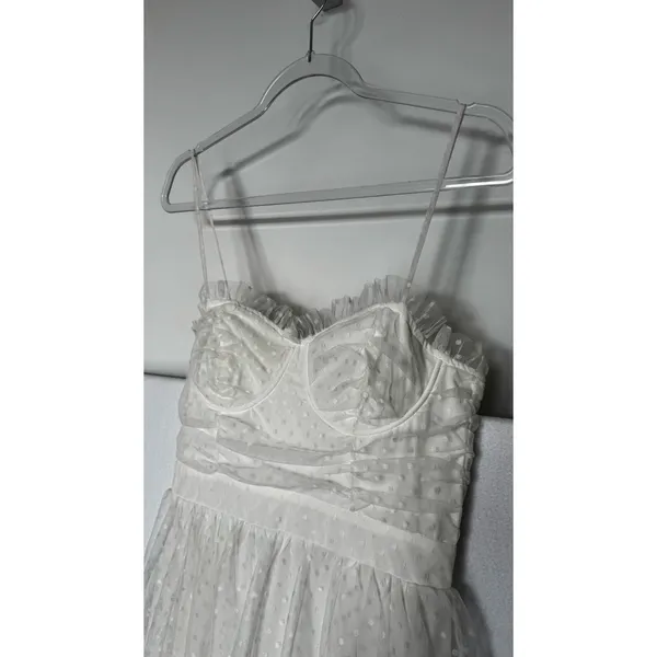 Lulus 2010s Ivory Swiss Dot Mesh Bustier Tiered Dress Medium - Image 6