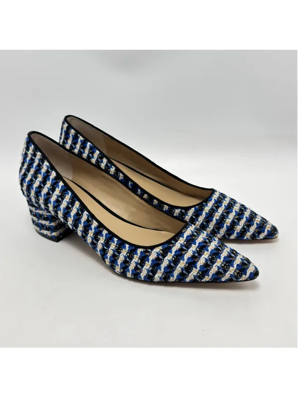 Ann Taylor Tweed Block Heel Pointed Toe Houndstooth Pumps Blue Black Size 8M - Image 12